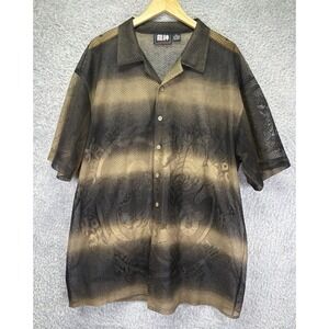NEW VTG Billion Bay Mens 2XL Sheer Mesh Tiger Shirt Y2K Animal Print Korea